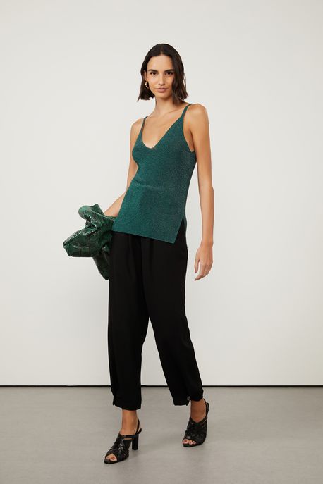 Calca De Crepe Alfaiataria Preta Preto - 38