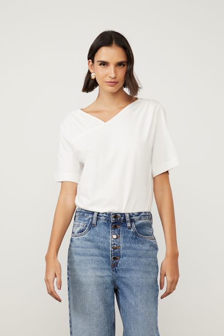 Blusa Ampla De Malha Off White Com Manga Off White - G