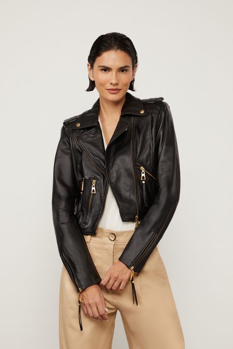 Jaqueta De Couro Perfecto Lau Preto - 40