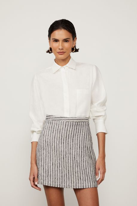 Mini Saia De Jacquard Listrado Preto / Branco - 36