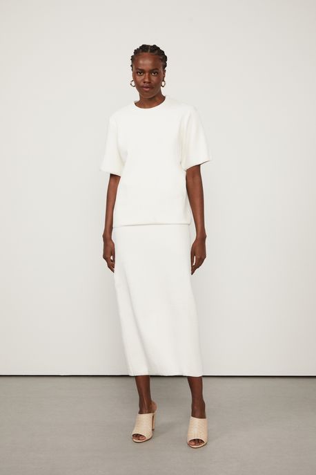 Saia Midi De Tricot Off White Off White - M