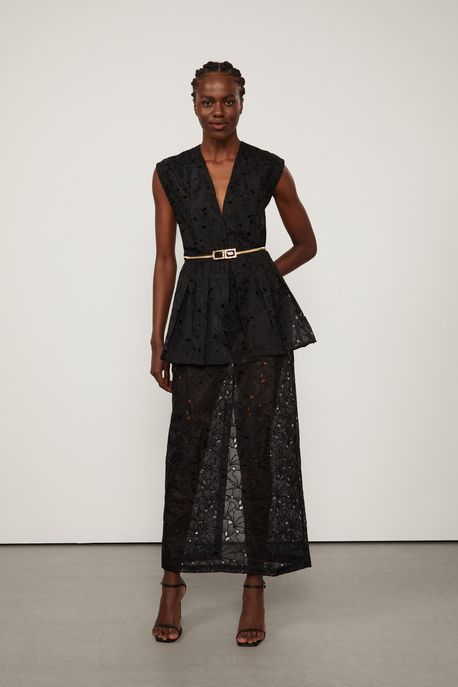 Saia Longa Reta Com Basqui Preto - 36