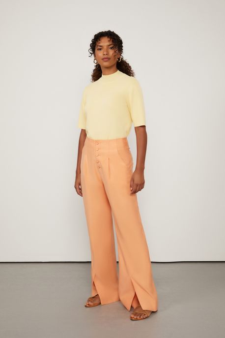 Calça Laranja Aura Ampla Com Botões Laranja Aura - 40