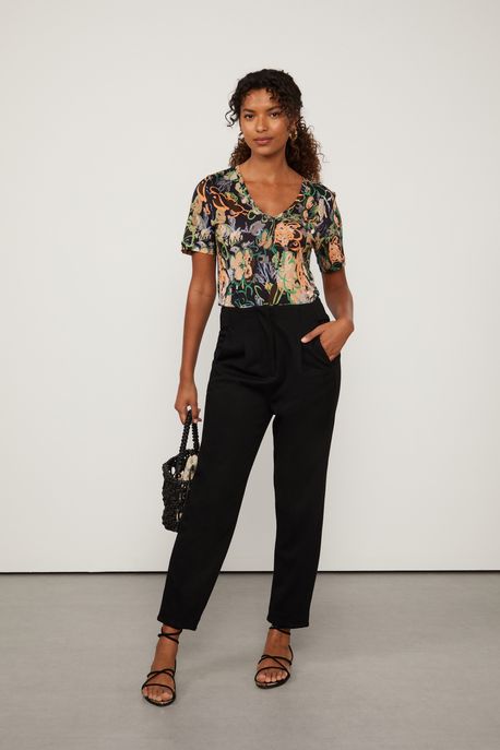 Calça De Twill Basic Preta Preto - 40