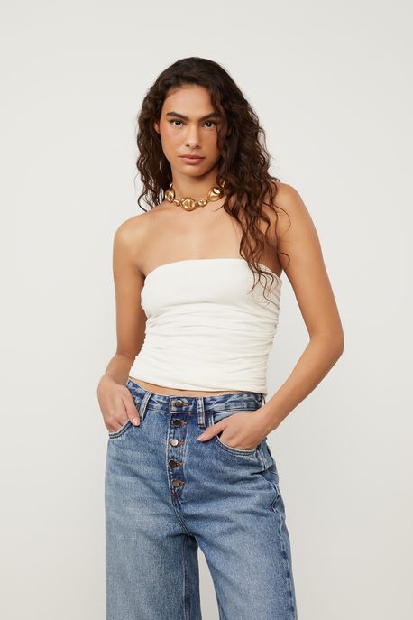 Blusa Sem Alca Off White - G
