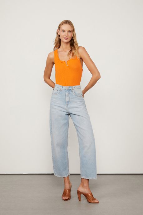 Regata De Malha Laranja Desconstruída Laranja Vibrante - PP