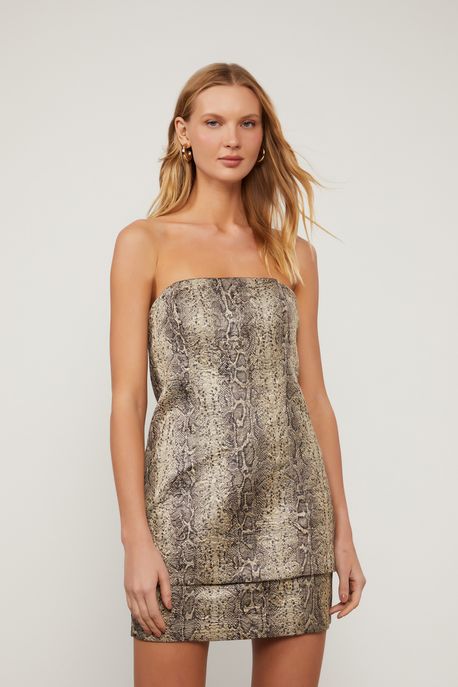 Túnica Sem Alças Em Estampa De Cobra Verde - 34