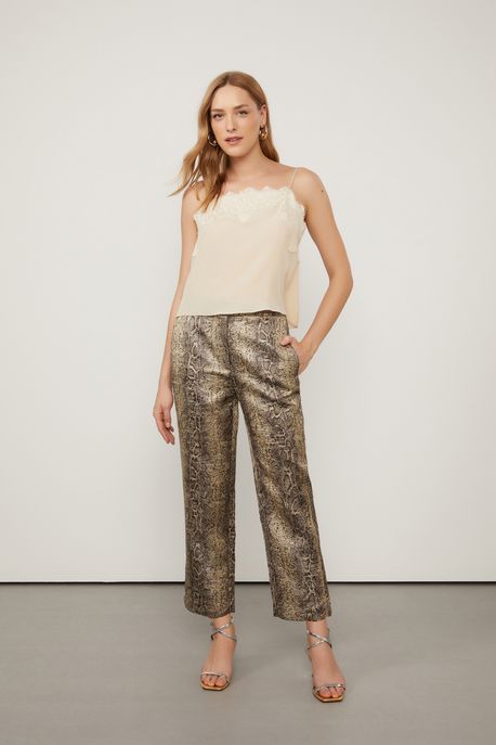 Calça Slim Em Estampa Cobra Verde - 40