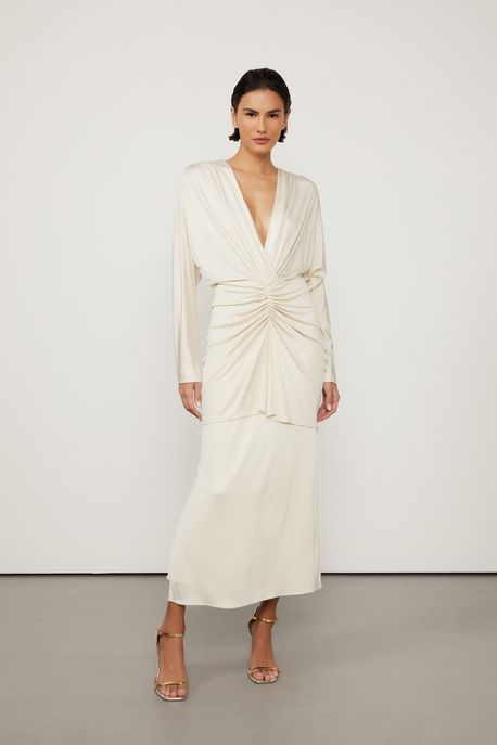 Saia Midi Off White Com Abertura Lateral Off White - 40