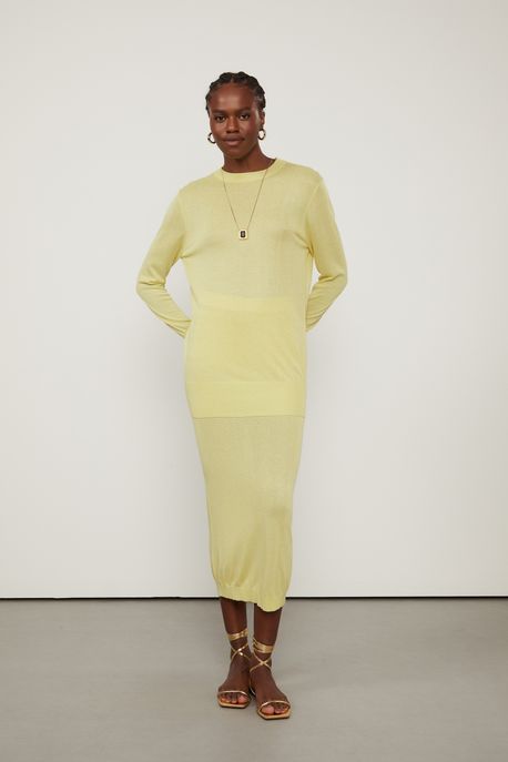 Saia Reta Tricot Com Transparencia Verde Cha - M