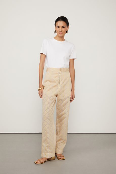 Calca Com Ziper Frontal Dourado - 40