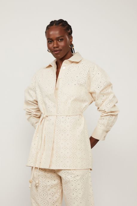 Camisa Bege Madeira Com Bolso Frontal Bege Madeira - 44
