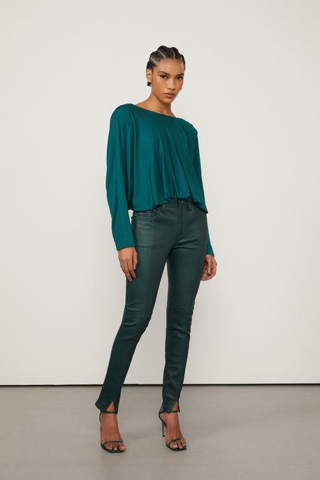 Blusa De Jersey Verde Com Detalhe Torcido Nas Costas Verde Encanto - G