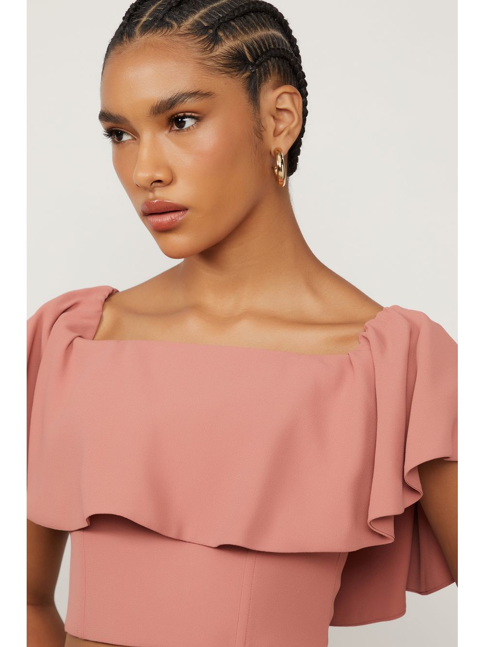 Animale — Top De Crepe Com Babado Rosa Mosqueta