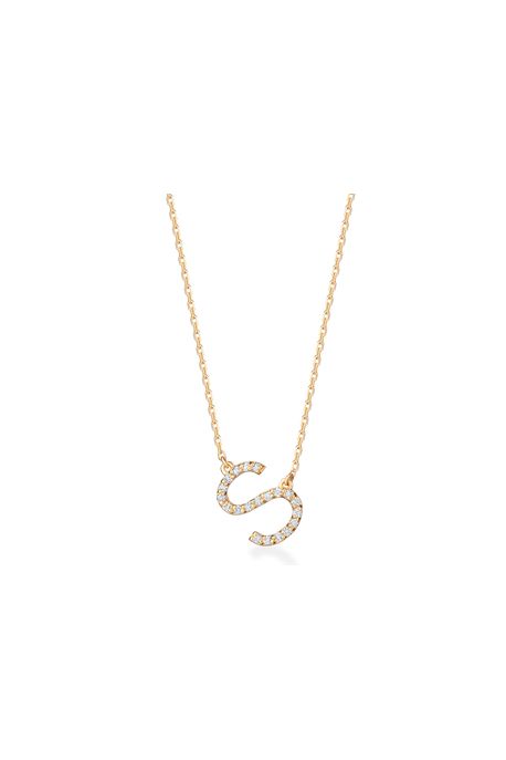 Colar Lettera s Com Diamantes Ouro Amarelo Com Diamante - U