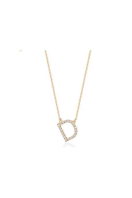 Colar Lettera d Com Diamantes Ouro Amarelo Com Diamante - U