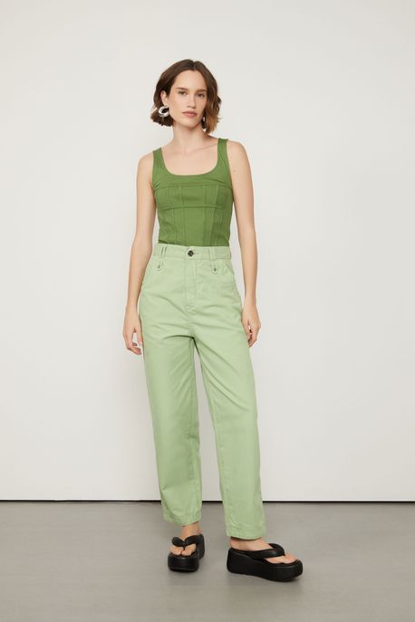 Calça Sarja Com Bolso Faca Marrom - 38