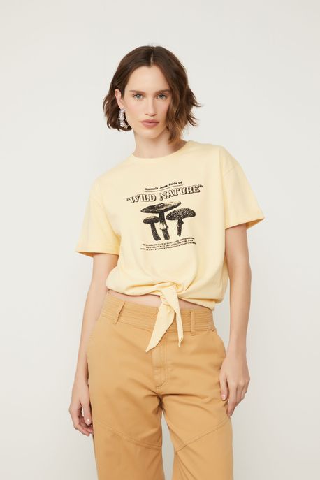 Tshirt Silk Wild Mushrooms Amarelo Golden - P