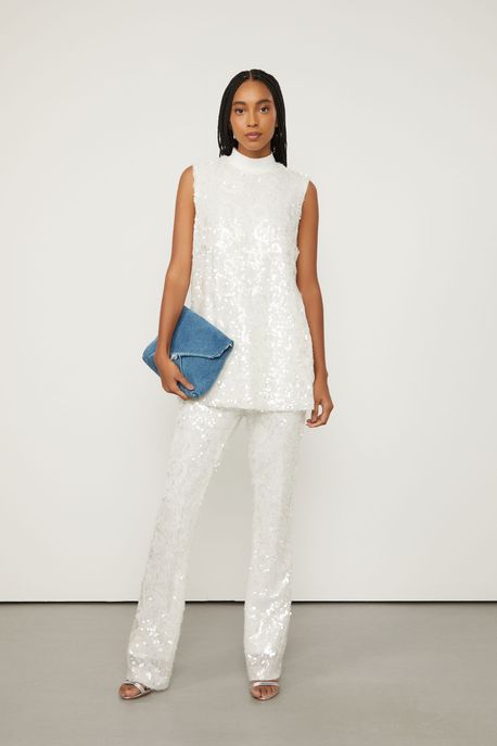 Regata Longa De Paetê Cinza Nimbos - G