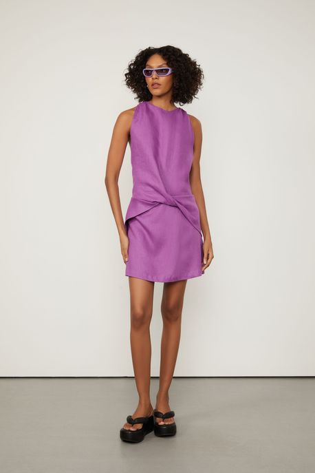 Vestido Curto Com Nó Roxo Mirtilo - M