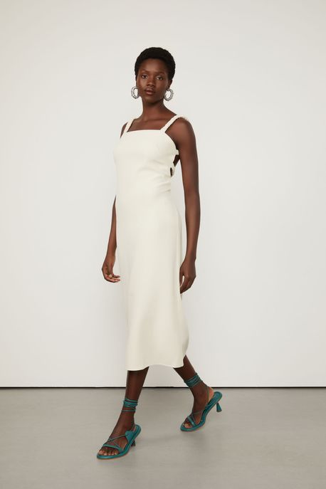Vestido De Alça Com Elásticos e Costas Aberta Bege Whitecap - GG