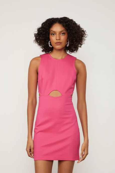 Vestido Regata Curto Com Aberturas Rosa Magenta - M