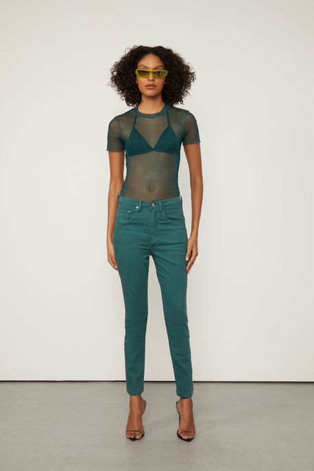 Calça Sarja Skinny Basic High Premium Verde Encanto - 38