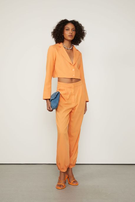 Calça De Alfaiataria Cenoura Ampla Laranja Aura - M
