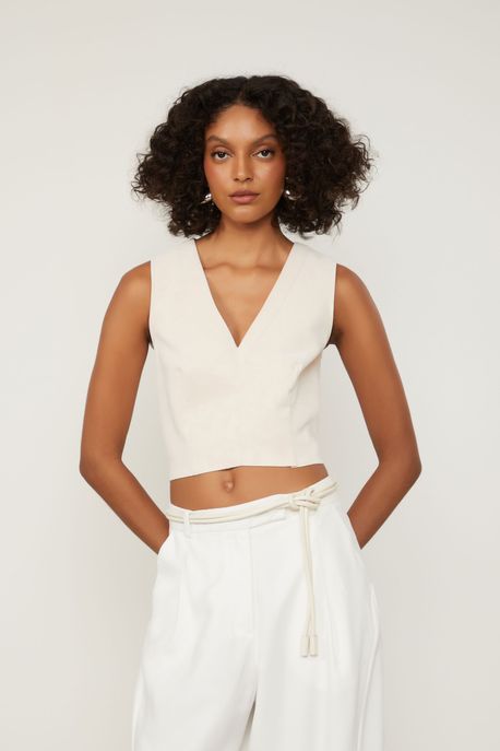Regata Like Leather Cropped Com Zíper Costas Rosa Peonia - P