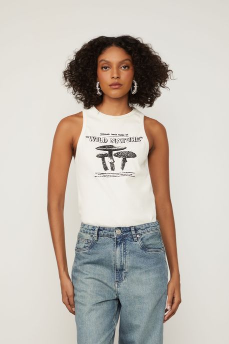 Regata De Malha Mushrooms Brilhos Off White - G
