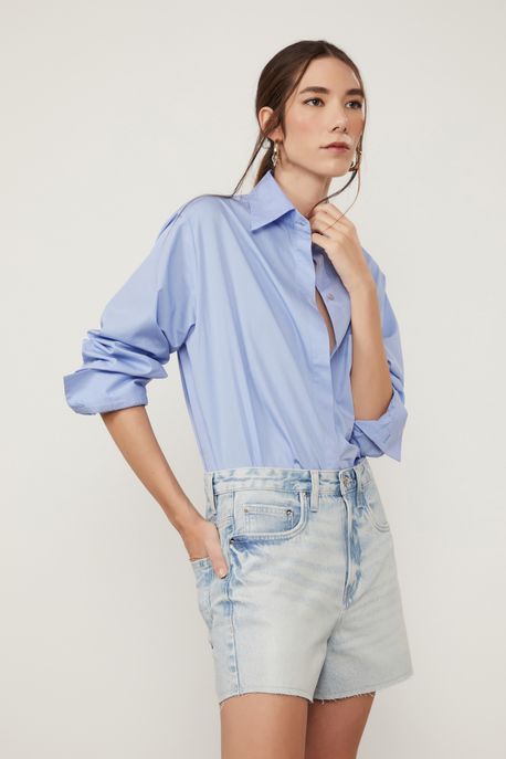 Bermuda Jeans Box Com Resina Transparente Jeans Claro - 36