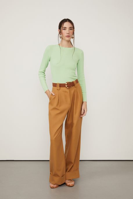 Calca Ampla Marrom Nozes Marrom Nozes - 42