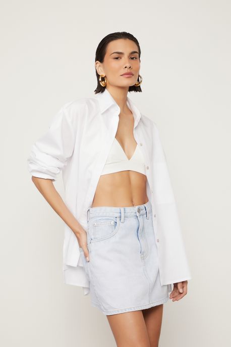 Saia Jeans Box Devale Jeans Claro - 36