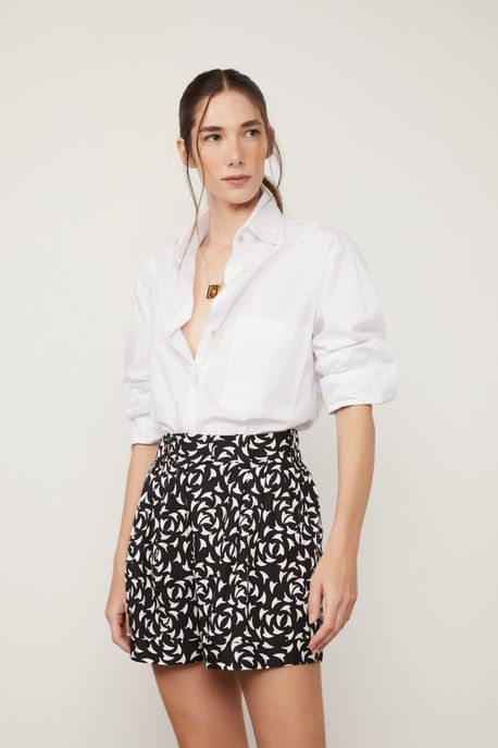 Short De Viscose Bainha Italiana Estampado Est Geo Caminho - 36