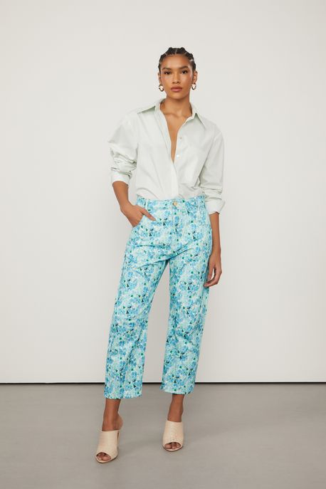 Calça De Sarja Floral Com Pence Joelho Est Floral Cura Aquarius m - 38