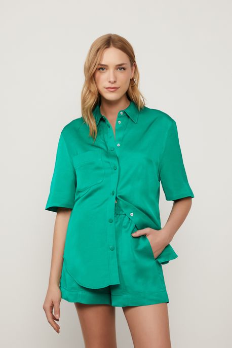 Camisa Over Manga Curta Verde Natureza - G