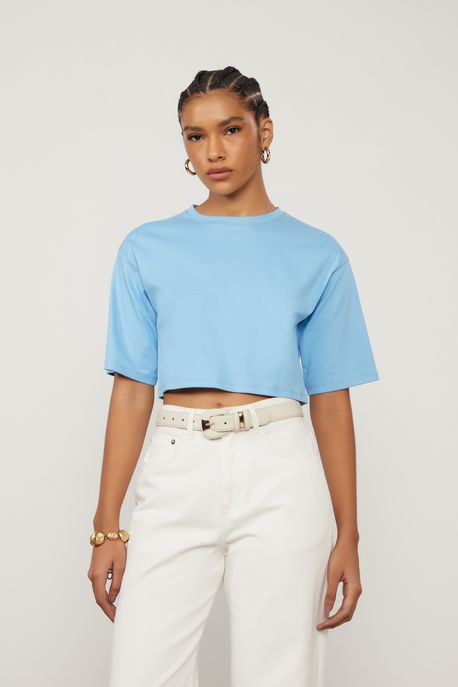Camiseta Cropped Azul Blue - M