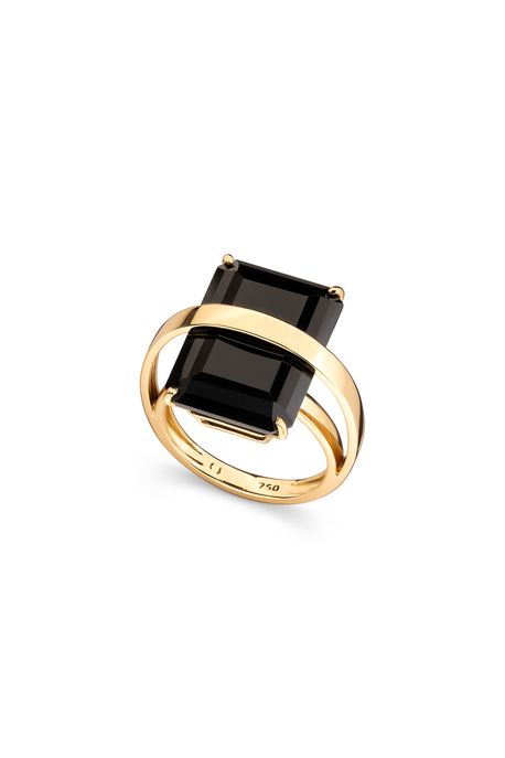 Anel Float Dark Oa C/Quartzo Negro - 17