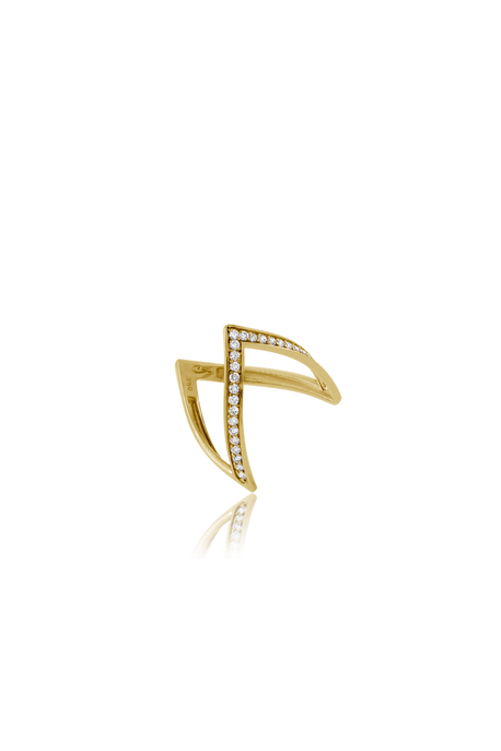 Anel Arial Amarelo Com Diamante Ttlb - 17
