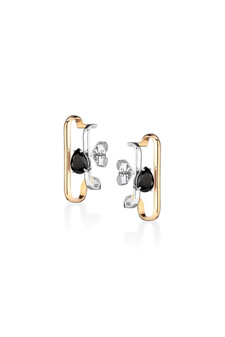 Brinco Quartier Mix Gold Oa/Ob C/ Quartzo Negro - U