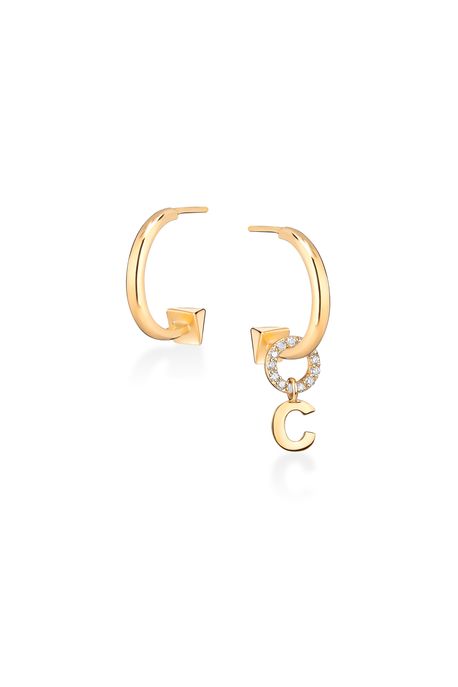 Argola Spike Letra c Oa/ Diamante Ttlb - U