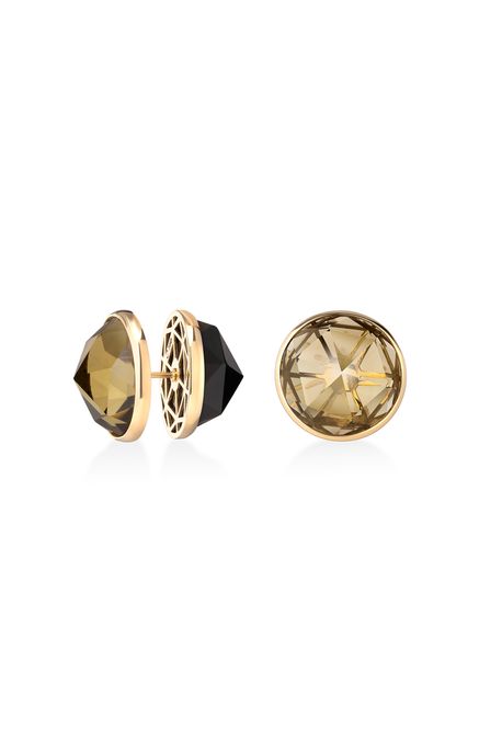 Brinco Spike Duo Pedras Ouro Amarelo - U