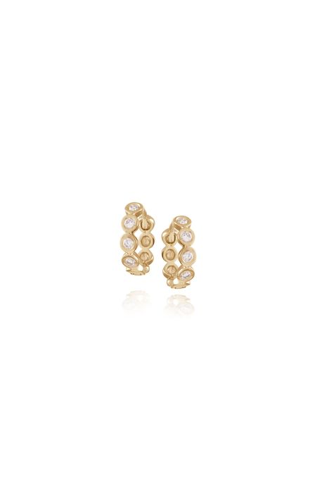 Argola Points Diamante Amarelo C/ Diam Branco - U