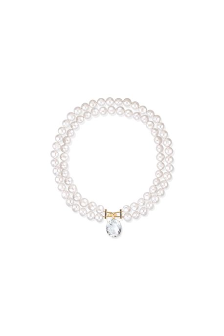 Colar Slim Barroco Ouro Amarelo Com Perola / Diamante Black / Topázio White - U