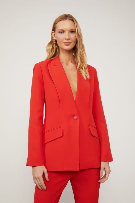 Blazer De Crepe Vermelho Fiery Vermelho Fiery - 42