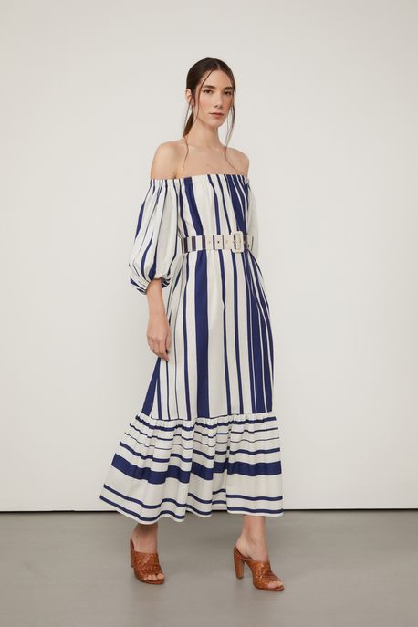 Vestido Ombro a Ombro Listrado Est Listra Alquimia Print e Kirli - 36