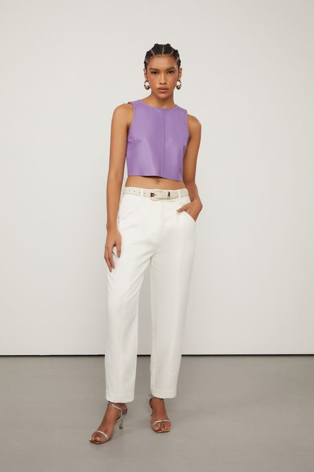 Calça De Liocel Off White Perna Reta Off White - 34