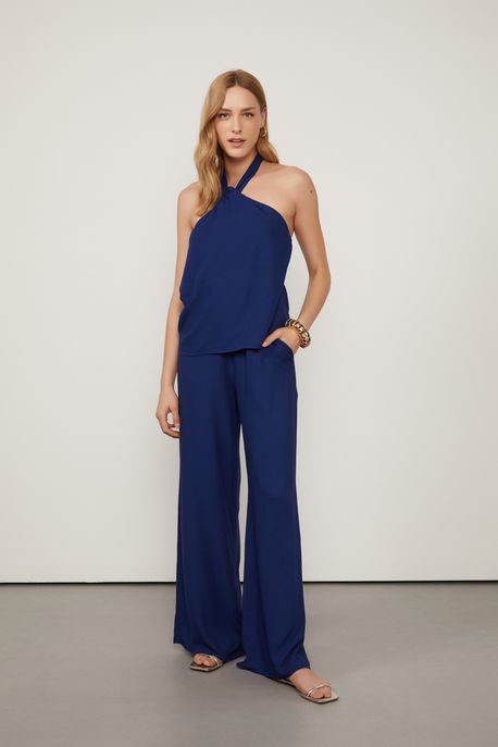 Calca Amarracao Crepe Azul Print - 42