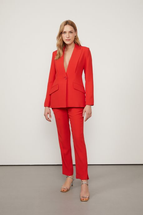 Calça De Crepe Vermelho Fiery Vermelho Fiery - 36