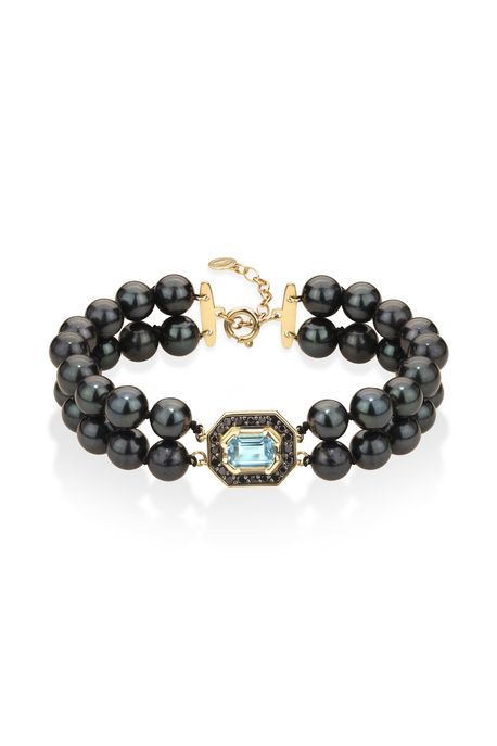 Pulseira Fusion Perolas Dupla Oa C/ Topazio Sky/Perola - U